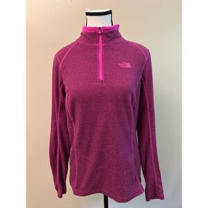 The North Face fleece 1/4 zip pullover in magenta. Size M.